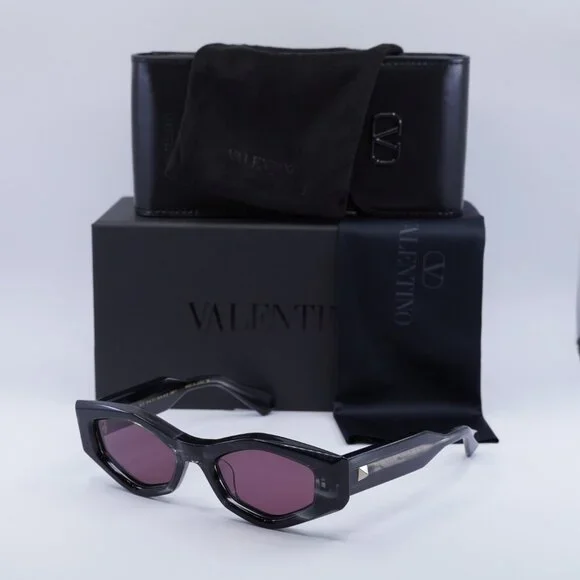 Valentino V-TRE VLS-101A Sunglasses Shiny Black Cat Eye 